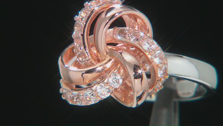 White Lab Created Sapphire 18k Rose Gold Over Sterling Silver Ring .72ctw Video Thumbnail