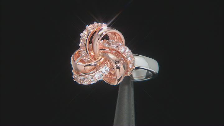 White Lab Created Sapphire 18k Rose Gold Over Sterling Silver Ring .72ctw Video Thumbnail