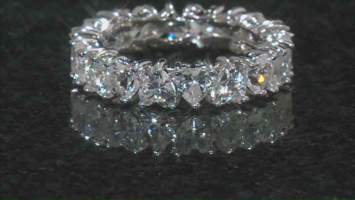 White Lab Created Sapphire Rhodium Over Sterling Silver Band Ring 4.86ctw Video Thumbnail
