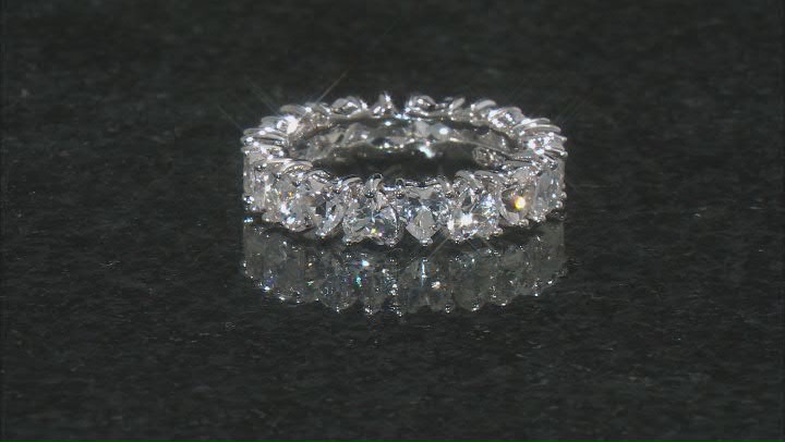 White Lab Created Sapphire Rhodium Over Sterling Silver Band Ring 4.86ctw Video Thumbnail