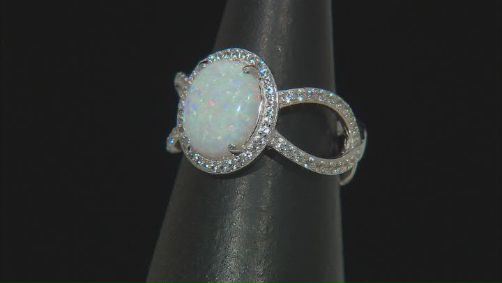 White Lab Created Opal Rhodium Over Sterling Silver Ring 2.31ctw Video Thumbnail