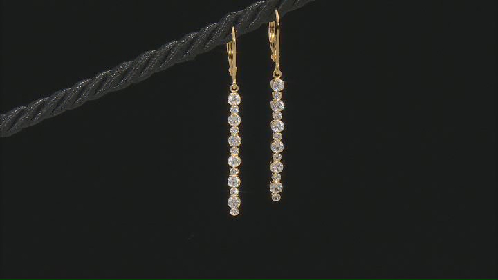 White Lab Created Sapphire 18k Yellow Gold Over Sterling Silver Dangle Earrings 1.79ctw Video Thumbnail
