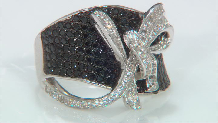 Black Spinel Rhodium Over Sterling Silver Ring. 2.28ctw Video Thumbnail
