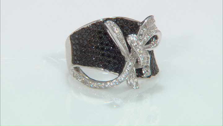Black Spinel Rhodium Over Sterling Silver Ring. 2.28ctw Video Thumbnail