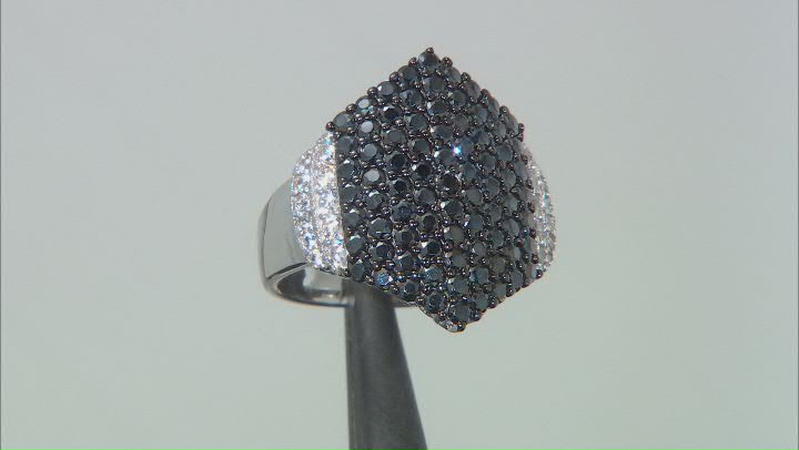 Black Spinel Rhodium Over Sterling Silver Ring. 2.38ctw Video Thumbnail