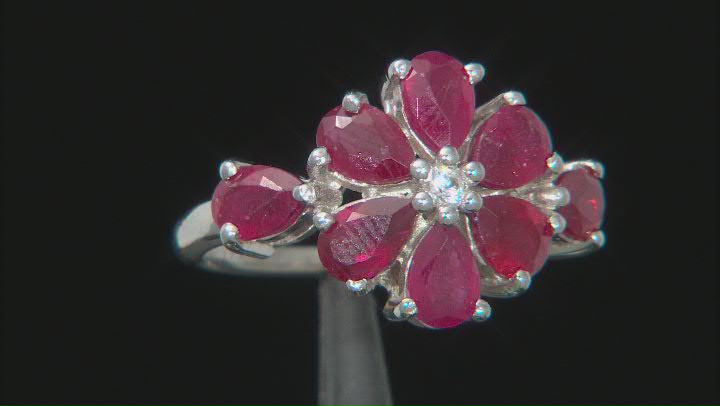 Red Mahaleo® Ruby Rhodium Over Sterling Silver Ring. 3.70ctw Video Thumbnail