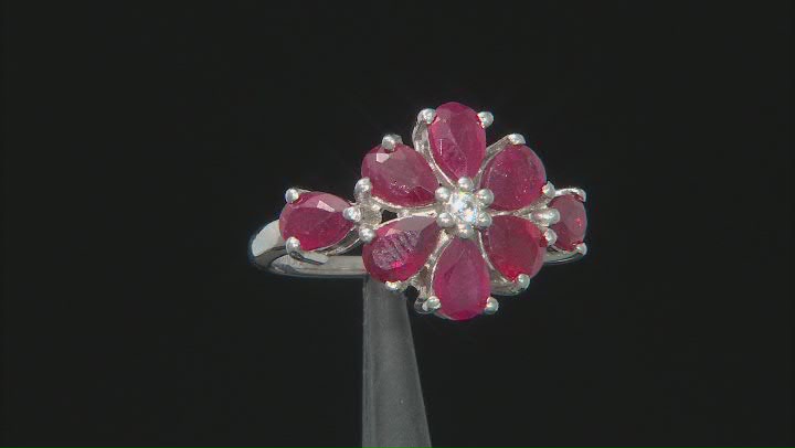 Red Mahaleo® Ruby Rhodium Over Sterling Silver Ring. 3.70ctw Video Thumbnail