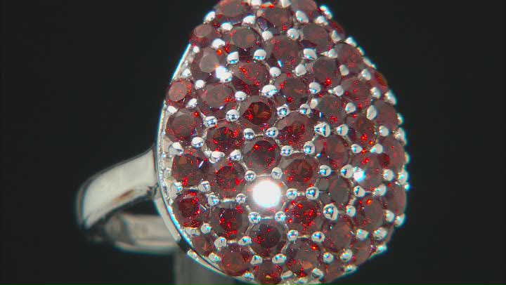 Garnet Rhodium Over Silver Cluster Ring 3.45ctw Video Thumbnail
