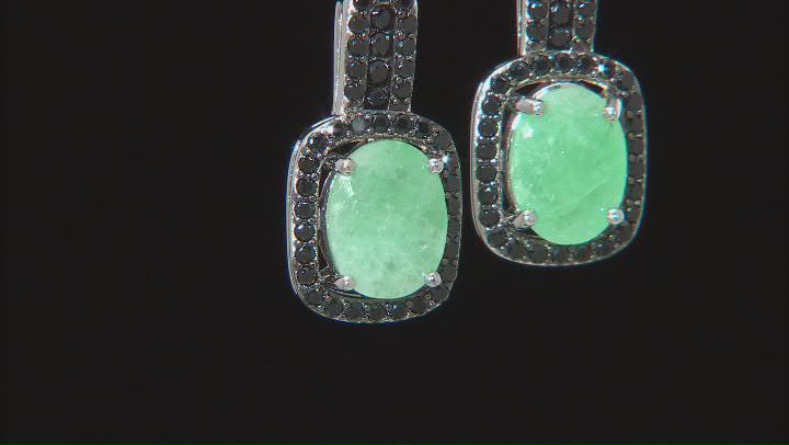 Green Emerald Rhodium Over Sterling Silver Earrings. 2.70ctw Video Thumbnail