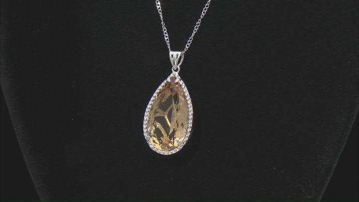 Yellow Citrine Rhodium Over Sterling Silver Pendant with Chain. 16.00ctw Video Thumbnail