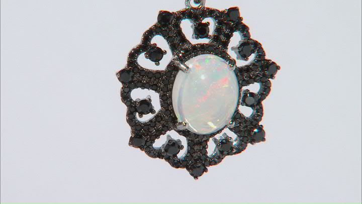 Multi-Color Ethiopian Opal Rhodium Over Sterling Silver Pendant with Chain. 2.99ctw Video Thumbnail