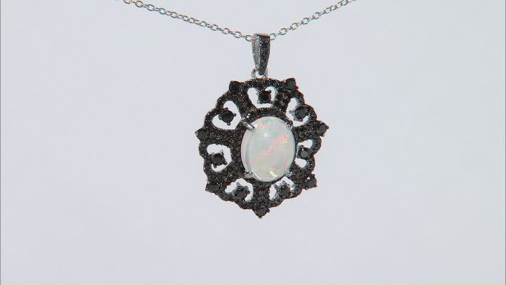 Multi-Color Ethiopian Opal Rhodium Over Sterling Silver Pendant with Chain. 2.99ctw Video Thumbnail