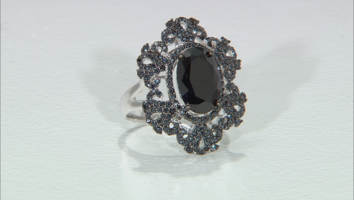 Black Spinel Rhodium Over Sterling Silver Ring 4.04ctw Video Thumbnail