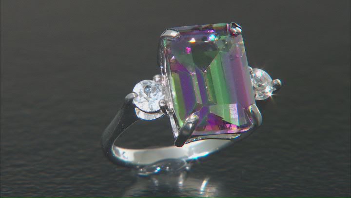 Multi-Color Quartz Rhodium Over Sterling Silver Ring 6.30ctw Video Thumbnail