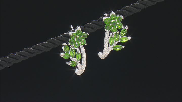 Green Chrome Diopside Rhodium Over Sterling Silver Earrings. 3.55 Video Thumbnail