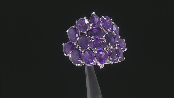 Purple Amethyst Rhodium Over Sterling Silver Ring. 8.50ctw. Video Thumbnail
