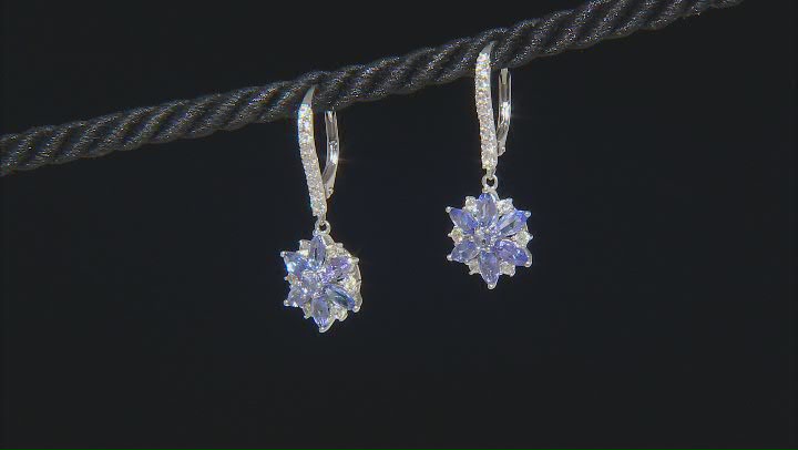 Blue Tanzanite Rhodium Over Sterling Silver Earrings. 2.22ctw Video Thumbnail