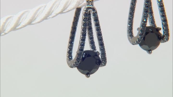 Black Spinel Rhodium Over Sterling Silver Dangle Earrings 4.83ctw Video Thumbnail