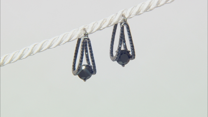 Black Spinel Rhodium Over Sterling Silver Dangle Earrings 4.83ctw Video Thumbnail