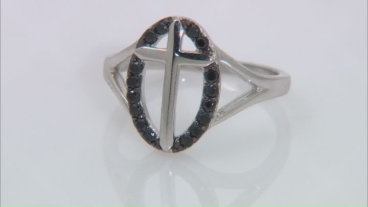 Black Spinel Rhodium Over Sterling Silver Ring. 0.26ctw Video Thumbnail