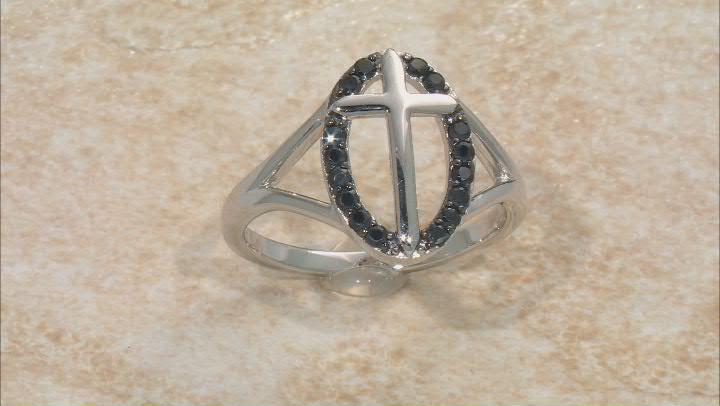 Black Spinel Rhodium Over Sterling Silver Ring. 0.26ctw Video Thumbnail