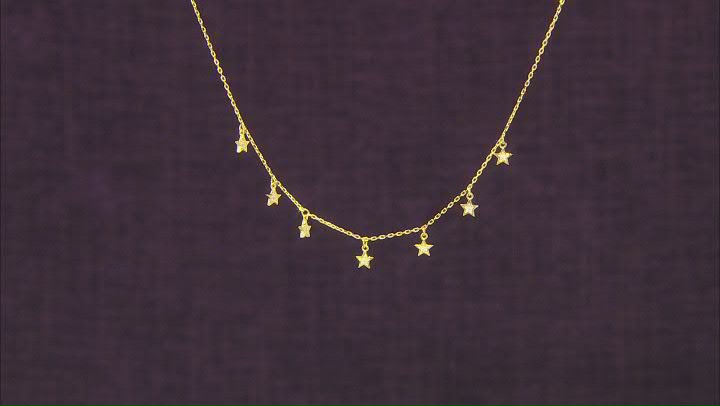 White Zircon 18K Yellow Gold Over Sterling Silver Star Necklace 0.09ctw Video Thumbnail