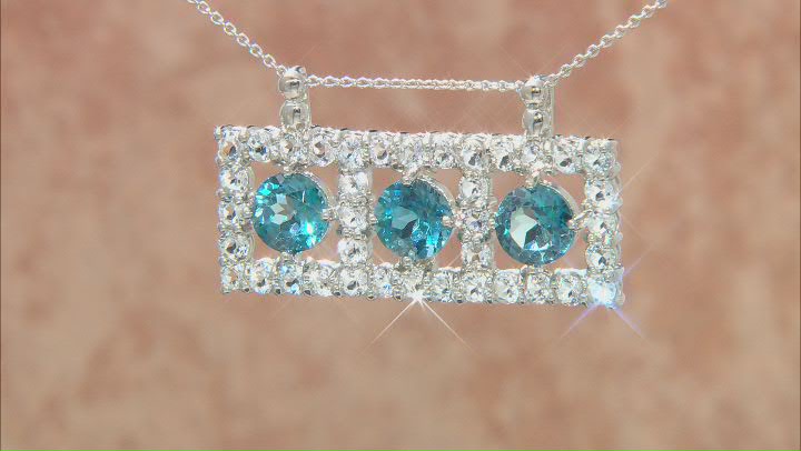 Blue Topaz Rhodium Over Sterling Silver Pendant Chain 12.09ctw Video Thumbnail