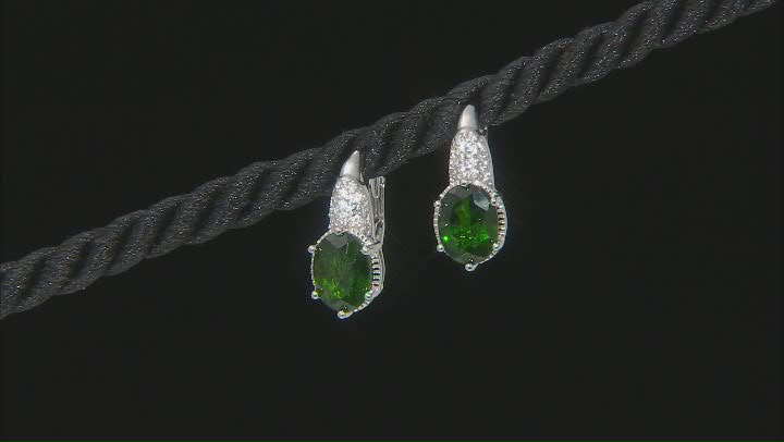 Green Chrome Diopside Rhodium Over Sterling Silver Earrings. 2.42ctw Video Thumbnail