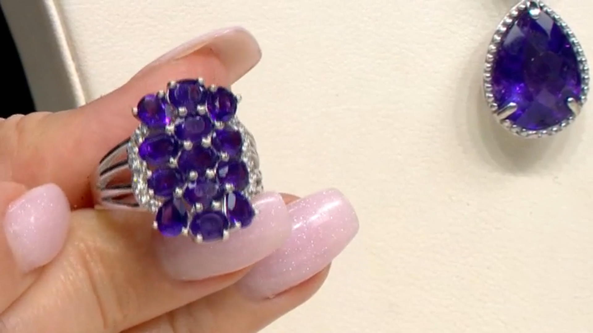 Purple Amethyst Rhodium Over Sterling Silver Ring 3.00ctw Video Thumbnail