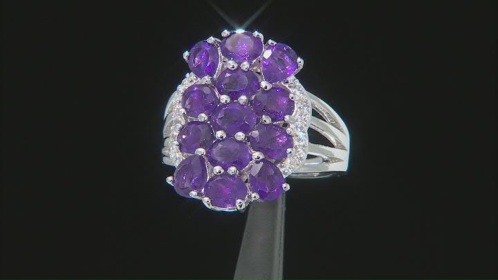 Purple Amethyst Rhodium Over Sterling Silver Ring 3.00ctw Video Thumbnail