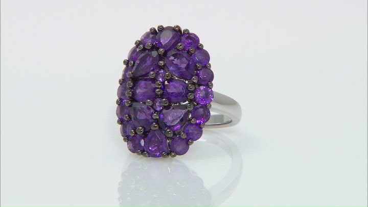 Purple African Amethyst Rhodium Over Sterling Silver Ring 3.00ctw Video Thumbnail