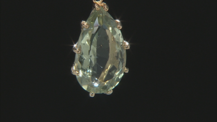 Green Prasiolite 18K Yellow Gold Over Sterling Silver Pendant with Chain 19.00ct Video Thumbnail