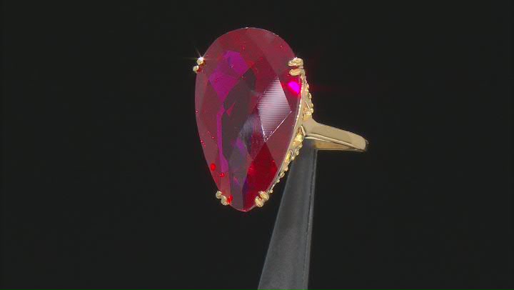 Red Lab Created Ruby 18K Yellow Gold Over Sterling Silver Ring 18.00ct Video Thumbnail