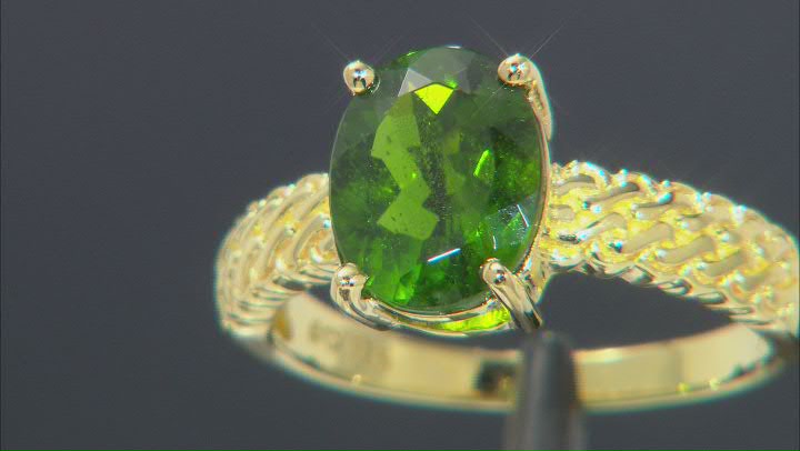 Green Chrome Diopside 18K Yellow Gold Over Sterling Silver Ring. 2.30ct Video Thumbnail