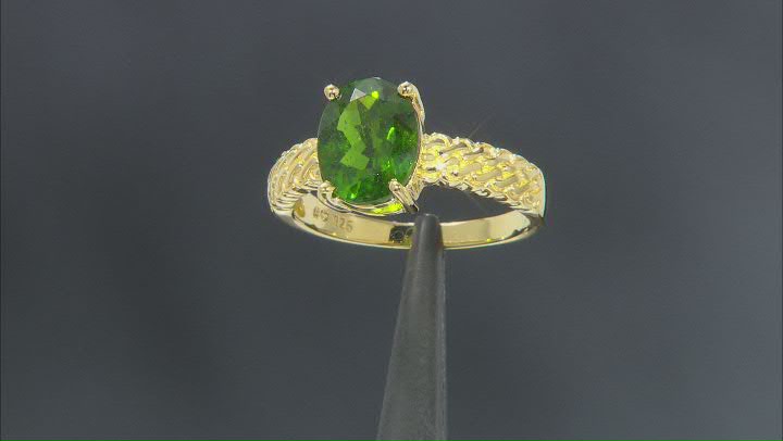 Green Chrome Diopside 18K Yellow Gold Over Sterling Silver Ring. 2.30ct Video Thumbnail