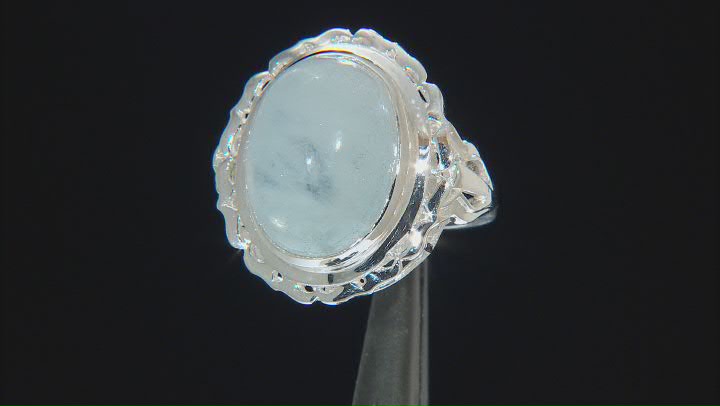 Blue Aquamarine Sterling Silver Solitaire Ring Video Thumbnail