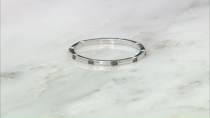 Black Spinel Rhodium Over Sterling Silver Stackable Band Ring 0.17ctw Video Thumbnail