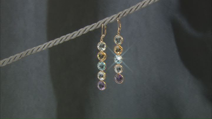 Blue Topaz 18k Yellow Gold Over Sterling Silver Dangle Earrings 18.20ctw Video Thumbnail