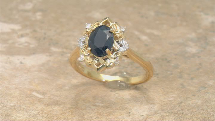 Blue Sapphire 10k Yellow Gold Ring 1.35ctw Video Thumbnail
