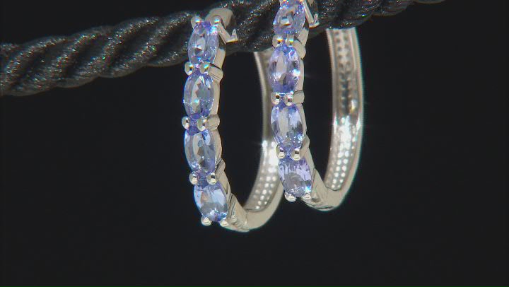 Tanzanite Rhodium Over Sterling Silver Hoop Earrings 1.49ctw Video Thumbnail