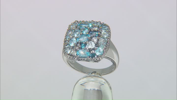 Blue Topaz Rhodium Over Sterling Silver Ring 2.47ctw Video Thumbnail