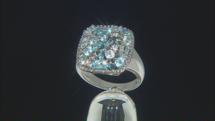 Blue Topaz Rhodium Over Sterling Silver Ring 2.47ctw Video Thumbnail