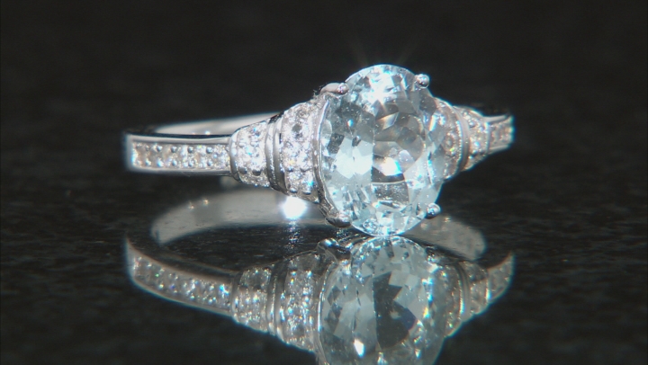 Aquamarine Rhodium Over Sterling Silver Ring 1.92ctw Video Thumbnail