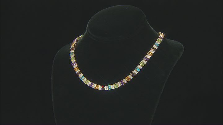 Swiss Blue Topaz 18k Yellow Gold Over Silver Two-Tone Necklace 15.53ctw Video Thumbnail