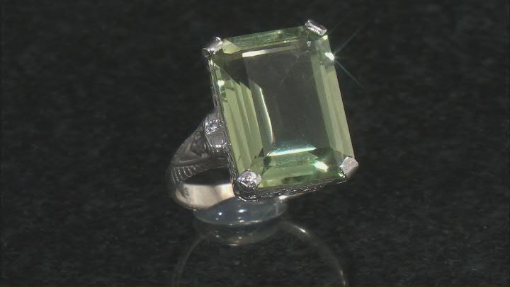 Green Prasiolite Sterling Silver Ring 9.20ctw Video Thumbnail