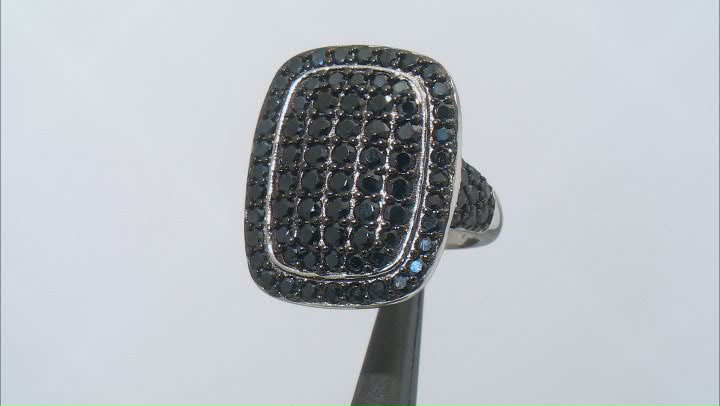 Black Spinel Rhodium Over Sterling Silver Ring 4.45ctw Video Thumbnail