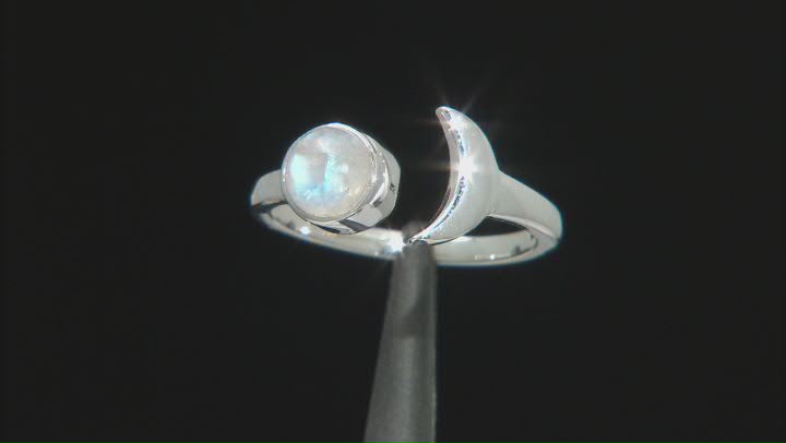 Multicolor Rainbow Moonstone Sterling Silver Sun And Moon Ring Video Thumbnail