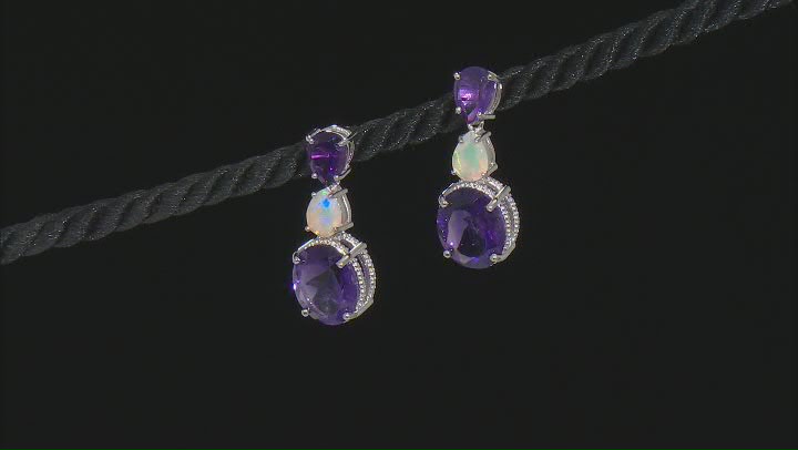 Purple Amethyst Rhodium Over Sterling Silver Dangle Earrings 7.90ctw Video Thumbnail