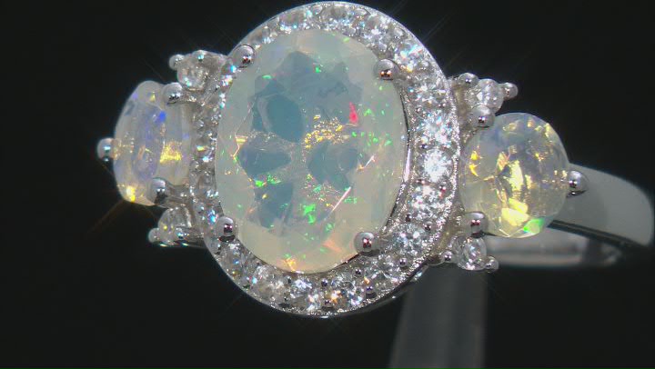 White Ethiopian Opal Rhodium Over Sterling Silver Ring 1.60ctw Video Thumbnail