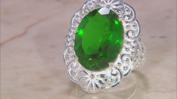 Green Color Quartz Doublet Sterling Silver Over Brass Ring 12.50ct Video Thumbnail
